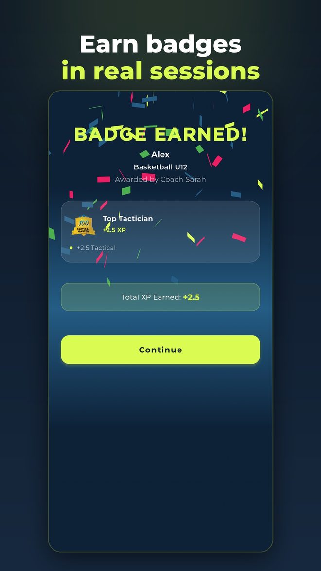 Earn badges in real sessions in GO SPORTZ