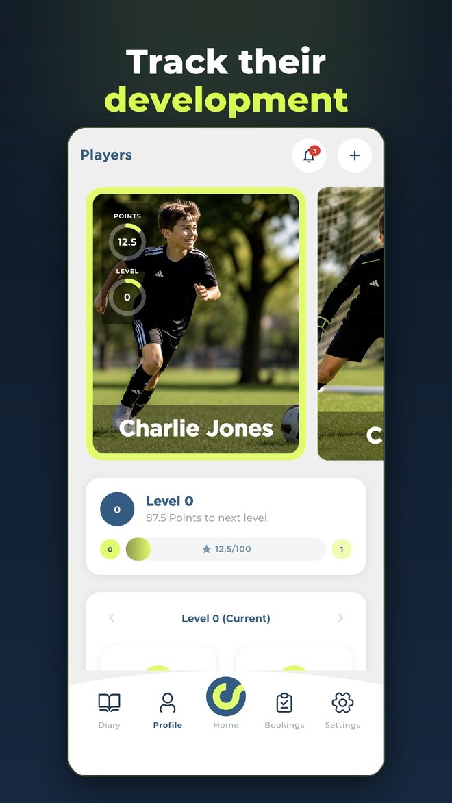 Track a player's development in GO SPORTZ