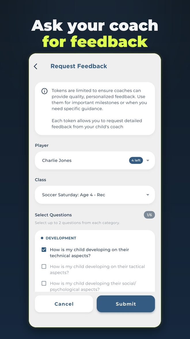 Ask your coach for feedback in GO SPORTZ
