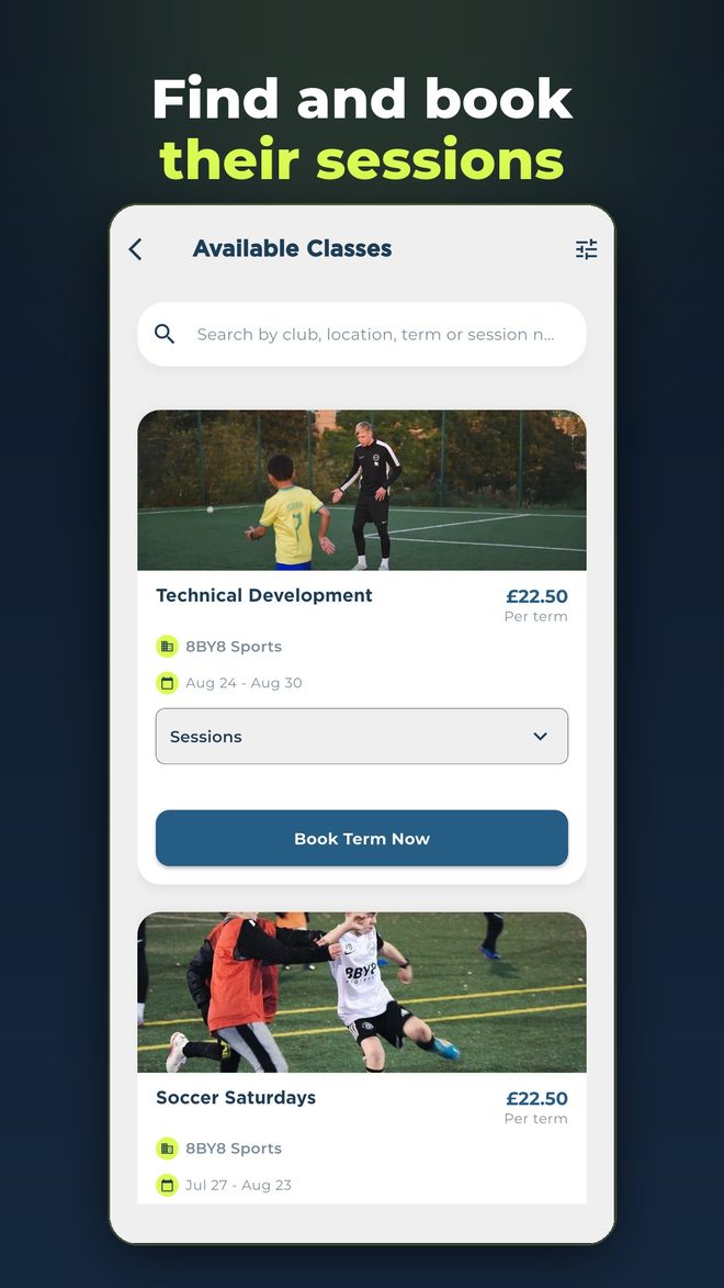 Find and book their sessions in GO SPORTZ